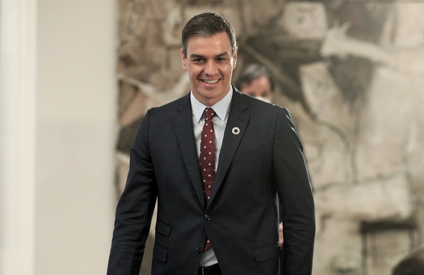 El presidente del Gobierno, Pedro Sánchez, a su llegada a la presentación del Plan de Impulso al Sector Turístico,