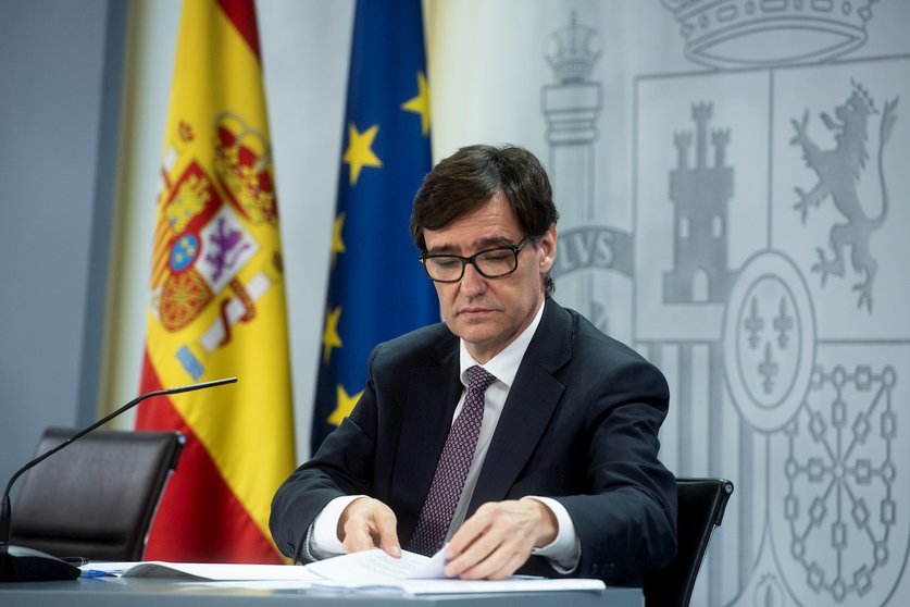 El ministro de Sanidad, Salvador Illa, comparece en rueda de prensa posterior al Consejo de Ministros celebrado en Moncloa, en Madrid (España), a 9 de junio de 2020.