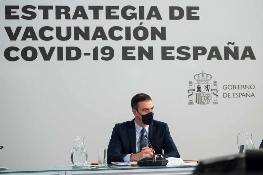 El presidente del Gobierno, Pedro Sánchez, preside la reunión del Comité de Seguimiento del Coronavirus y estudio de los proyectos de vacunas, en el Complejo de la Moncloa, Madrid (España), a 23 de noviembre de 2020.