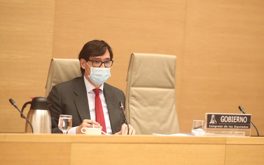 El ministro de Sanidad, Salvador Illa, comparece ante la Comisión de Sanidad del Congreso de los Diputados para informar de las medidas adoptadas para luchar contra la pandemia del coronavirus, en Madrid, (España), a 26 de noviembre de 2020.