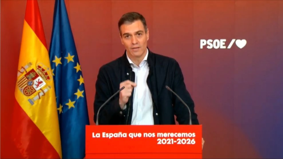 El presidente del Gobierno, Pedro Sánchez, durante el acto del PSOE 'La España que nos merecemos 2021-2026'