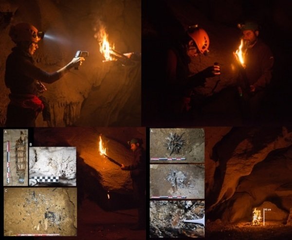 Fotografías tomadas en una de las cuevas exploradas.