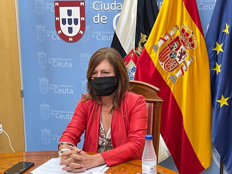 La vicepresidenta primera del Gobierno de Ceuta, Mabel Deu (PP), este miércoles en rueda de prensa