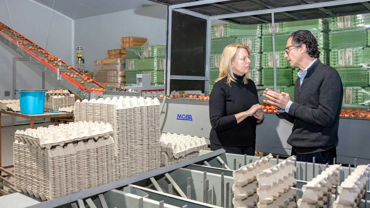 12:00 horas. San Felices de Buelna. https://maps.app.goo.gl/ZDEnHEA6poaw2vvQ6
La consejera de Desarrollo Rural, Ganader&iacute;a, Pesca y Alimentaci&oacute;n, Mar&iacute;a Jes&uacute;s Susinos, visita la granja de gallinas Portilla.