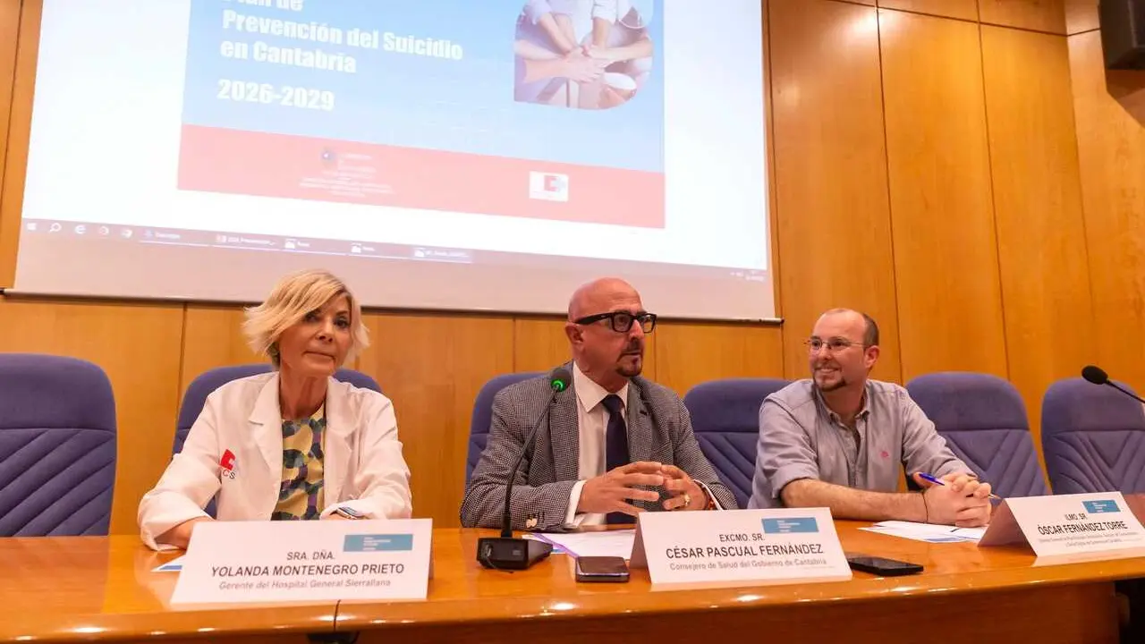 12:00 horas. Sal&oacute;n de Actos del Hospital Sierrallana
El consejero de Salud, C&eacute;sar Pascual, presenta el Plan de Prevenci&oacute;n del Suicidio
en Cantabria 2026-2029. 23 jun 26 &copy;&nbsp;Miguel De la Parra