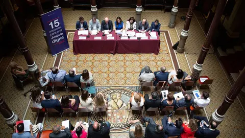 Sala durante la rueda de prensa sobre los datos sobre el turno de oficio y propuestas para una 'justicia digna' en el Ilustre Colegio de la Abogac&iacute;a de Barcelona (ICAB).
