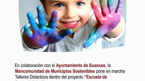 Cartel de los talleres did&aacute;cticos infantiles en la playa de La Concha de Suances