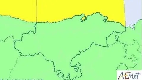 Mapa de avisos de la AEMET para este lunes