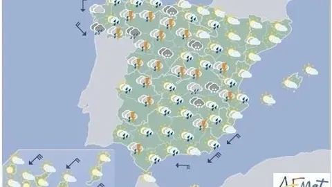 Las lluvias y tormentas afectar&aacute;n a la mayor parte de la Pen&iacute;nsula este lunes 26 de agosto