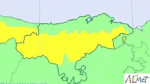 Mapa de avisos activos en Cantabria este domingo