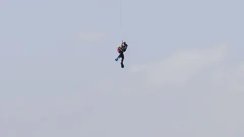 DAVID S. BUSTAMANTE 13/09/2019 SANTANDER/ CANTABRIA Simulacro de rescate con el helicoptero del 112 del Gobierno de Cantabria