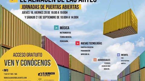 Cartel de las jornadas de puertas abiertas en El Almac&eacute;n de las Artes