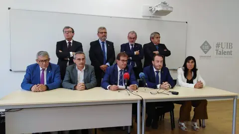 Rectores del G9 durante una rueda de prensa en Palma