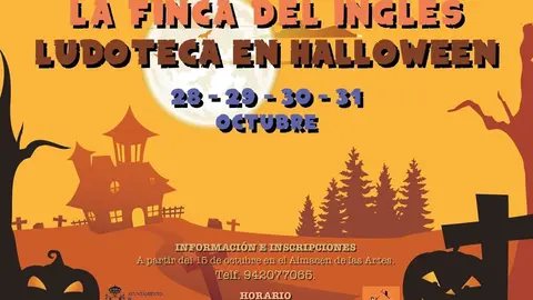 Cartel de la ludoteca de Halloween de Astillero