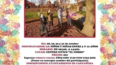 Cartel informativo de la 'Ludoteca de Oto&ntilde;o' en Casta&ntilde;eda