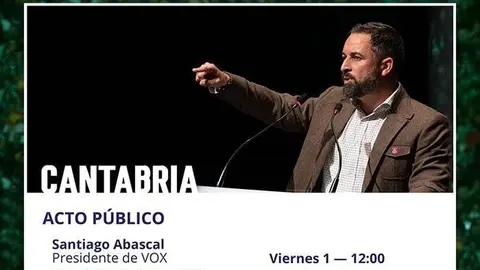 Cartel mitin Santiago Abascal en Santander