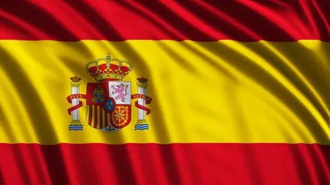 High quality 3d render of a waving Spanish flag. Great use for Spain related concepts. Horizontal composition.