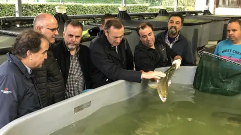 El consejero de Desarrollo Rural, Ganader&iacute;a, Pesca, Alimentaci&oacute;n y Medio Ambiente, Guillermo Blanco, visita las instalaciones del Centro Ictiol&oacute;gico de Arredondo