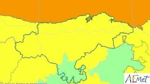 Mapa de avisos activos en Cantabria este viernes