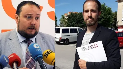 El candidato de Cs Cantabria al Congreso Rub&eacute;n G&oacute;mez y el de Unidas Podemos, Luis del Pi&ntilde;al