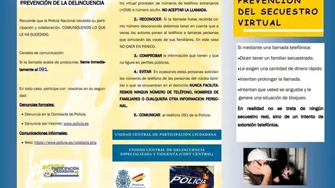 Recomendaciones de la Polic&iacute;a Nacional ante "secuestros virtuales"