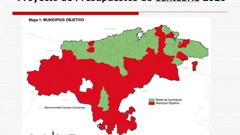 En rojo los municipios en los que ser&aacute;n de aplicaci&oacute;n en 2020 las nuevas deducciones en el IRFP para frentar contra la despoblaci&oacute;n
