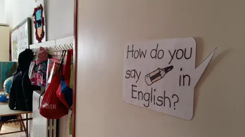 Aula de ingl&eacute;s en un colegio de Zaragoza.