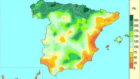 Mapa de precipitaciones en Noviembre de 2019 en Espa&ntilde;a