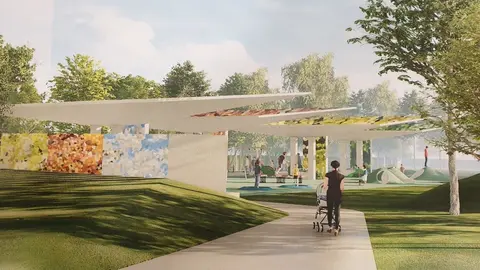 Infograf&iacute;a de la futura cubierta en el parque Laura Nicholls