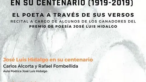 Cartel de la velada po&eacute;tica por el centenario de Jos&eacute; Luis Hidalgo