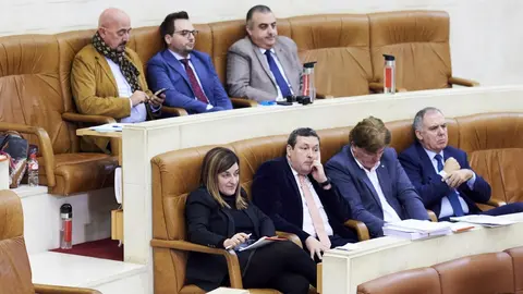 Los diputados del PP C&eacute;sar Pascual;  &Aacute;lvaro Aguirre; Roberto Media, Mar&iacute;a Jos&eacute; Saenz de Buruaga, &Iacute;&ntilde;igo Fern&aacute;ndez,  Pedro G&oacute;mez y Lorenzo Vidal de la Pe&ntilde;a 