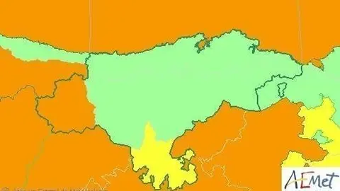 Mapa de avisos activos en Cantabria este s&aacute;bado