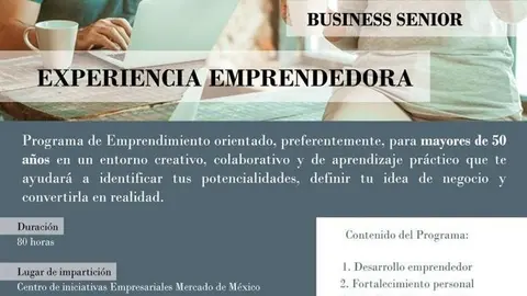 Cartel del taller de emprendimiento para mayores de 50 a&ntilde;os