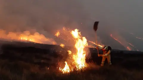 Incendio forestal en Via&ntilde;a, Cabu&eacute;rniga