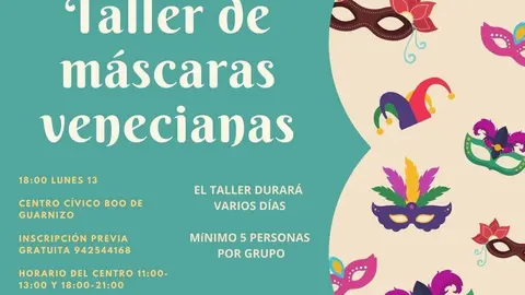 Cartel del taller de m&aacute;scaras venecianas
