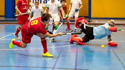 La selecci&oacute;n espa&ntilde;ola de hockey, en la final del Europeo indoor