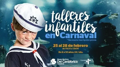 Cartel del taller infantil en el Museo del Cant&aacute;brico para Carnaval