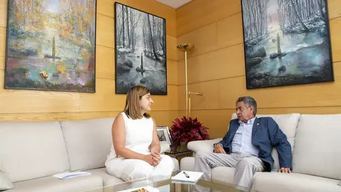 La presidenta del PP, Mar&iacute;a Jos&eacute; S&aacute;enz de Buruaga, se re&uacute;ne con el presidente de Cantabria y secretario general del PRC, Miguel &Aacute;ngel Revilla.