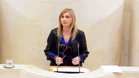 La portavoz y secretaria de Organizaci&oacute;n del PSOE en Cantabria, Noelia Cobo, interviene durante la sesi&oacute;n plenaria del Parlamento de Cantabria para la aprobaci&oacute;n de los Presupuestos de 2020, en Santander (Espa&ntilde;a), a 19 de diciembre de 2019.