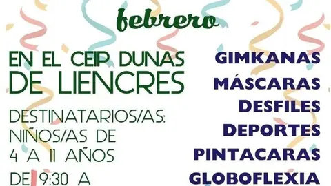Cartel del programa de ocio vacacional de Carnaval