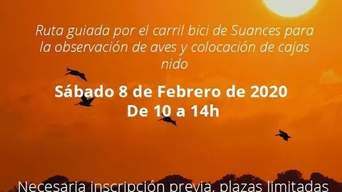 Cartel de la ruta ornitol&oacute;gica organizada por el Ayuntamiento de Suances