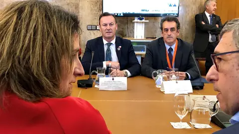 Los consejeros de Medio Ambiente, Guillermo Blanco, y de Industria, Francisco Mart&iacute;n, con la ministra de Transici&oacute;n Ecol&oacute;gica, Teresa Ribera