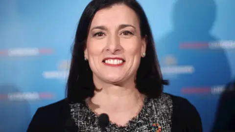 La alcaldesa de Santander, Gema Igual, durante la conferencia coloquio 'Agenda Urbana 2030 Foro de la nueva ciudad', organizado por Nueva Econom&iacute;a F&oacute;rum, en Madrid (Espa&ntilde;a), a 18 de febrero de 2020.