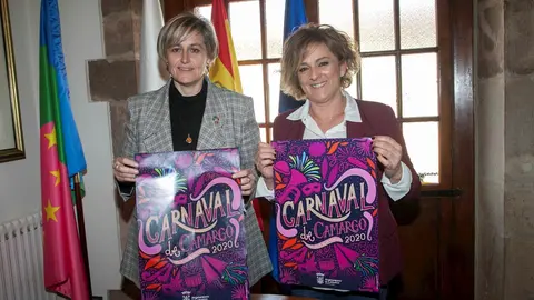 La alcaldesa y la concejala de festejos en la presentaci&oacute;n del Carnaval 2020