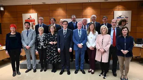 Ministro de Sanidad, Salvador Illa, y los consejeros de Sanidad de las comunidades aut&oacute;nomas reunidos en un Consejo Interterritorial del Sistema Nacional de Salud extraordinario el 25 de febrero de 2020 para tratar sobre el coronavirus.