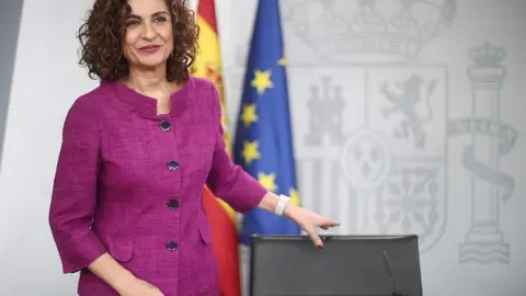 La ministra de Hacienda, Mar&iacute;a Jes&uacute;s Montero, este martes en la rueda de prensa del Consejo de Ministros.