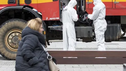 DAVID S. BUSTAMANTE 17/03/2020 SANTANDER/ CANTABRIA La Unidad Militar de Emergencias UME realiza apoyo de seguridad en Santander tras decretarse el Estado de Alerta en Espa&ntilde;a por el Coronavirus COVID-19 