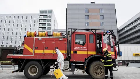 DAVID S. BUSTAMANTE 17/03/2020 SANTANDER/ CANTABRIA La Unidad Militar de Emergencias UME realiza apoyo de seguridad en Santander tras decretarse el Estado de Alerta en Espa&ntilde;a por el Coronavirus COVID-19 