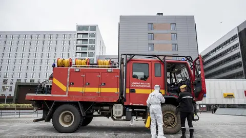 DAVID S. BUSTAMANTE 17/03/2020 SANTANDER/ CANTABRIA La Unidad Militar de Emergencias UME realiza apoyo de seguridad en Santander tras decretarse el Estado de Alerta en Espa&ntilde;a por el Coronavirus COVID-19 