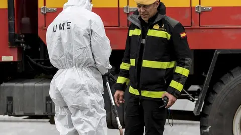 DAVID S. BUSTAMANTE 17/03/2020 SANTANDER/ CANTABRIA La Unidad Militar de Emergencias UME realiza apoyo de seguridad en Santander tras decretarse el Estado de Alerta en Espa&ntilde;a por el Coronavirus COVID-19 